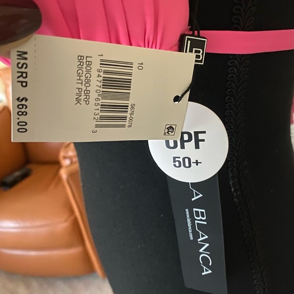 La Blanca Women’s Island Goddess Bright Pink Halter Triangle Bikini Top Size 10 - Picture 7 of 11